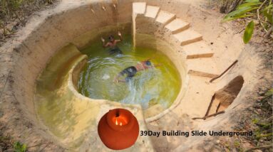 Building The Most Water Slide Tunnel Swimming Pools Underground And Cave House Underground