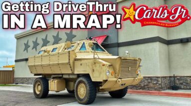 GOING THROUGH CARLS JR DRIVE THRU IN ARMORED MRAP! *Survival Vehicle*