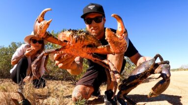 GIANT MUD CRABS - CAUGHT BY HAND - catch and cook on the fire.  EP 75 #Australia #catchandcook